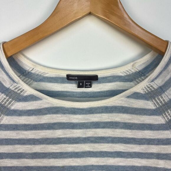 Vince Cotton Striped Sweater Lightweight Blue White Coastal Nautical size S - Picture 2 of 10